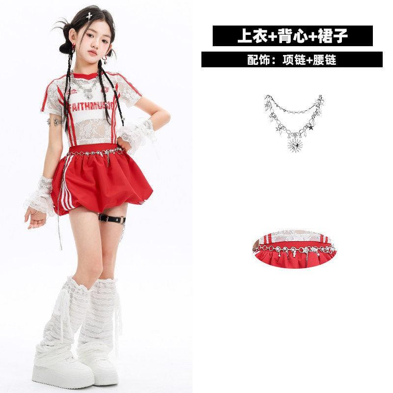 Girls Jazz Dance Costume Kids Stage Performance Outfit Trendy Fashionable