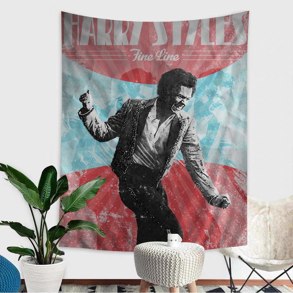 Şarkıcı H-Harry Müzik Tarzları Kendin Yap Duvar Gobleni Hippie Çiçek Duvar Halıları Yurt Dekoru Duvar Sanatı Dekoru