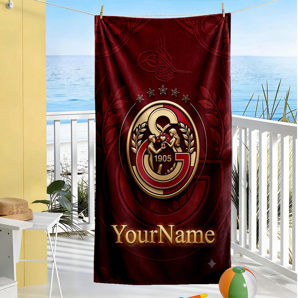 Galatasaray Personalized Text Beach Towel Super Soft Absorbent Ideal For Travel Outdoor Swim Pool Yoga Surf Camping Hiking Gym Gift Holiday