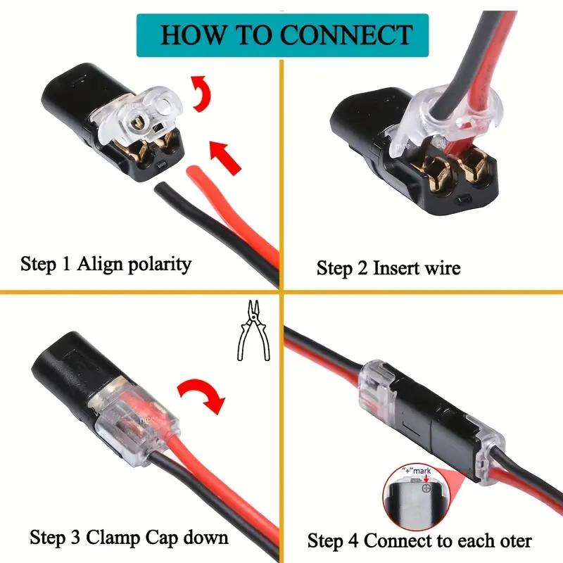 2 Pin Way Plug Electrical Connectors with Locking Buckle Car Wire Double Plug-in Terminal Block Cable Connection Strips Clamps