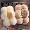 Extra Large Plush Rex Rabbit Fur Pom-Pom Hair Claw Clip - Winter Headwear Trend