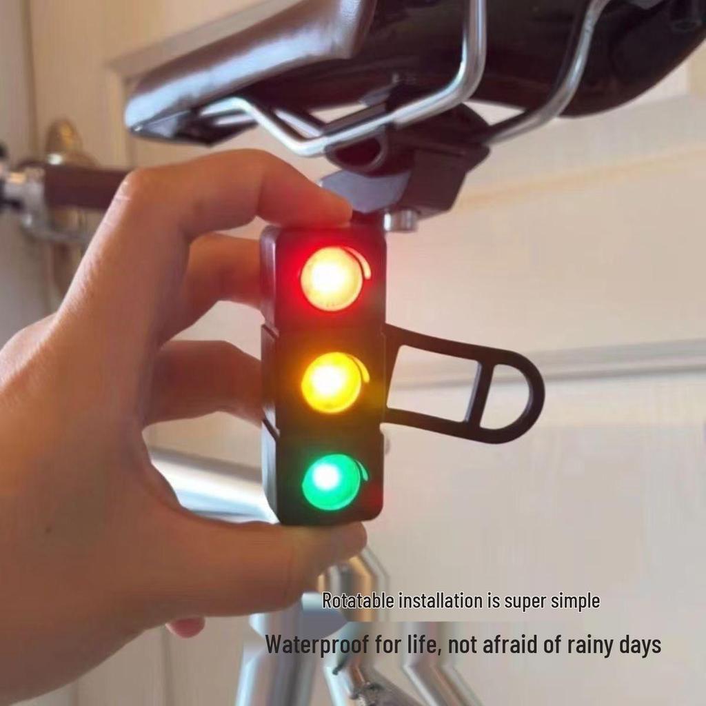 Tricolor LED Bike Taillight with Type-C Charging - Red, Yellow, Green Night Safety Light, Long Battery Life
