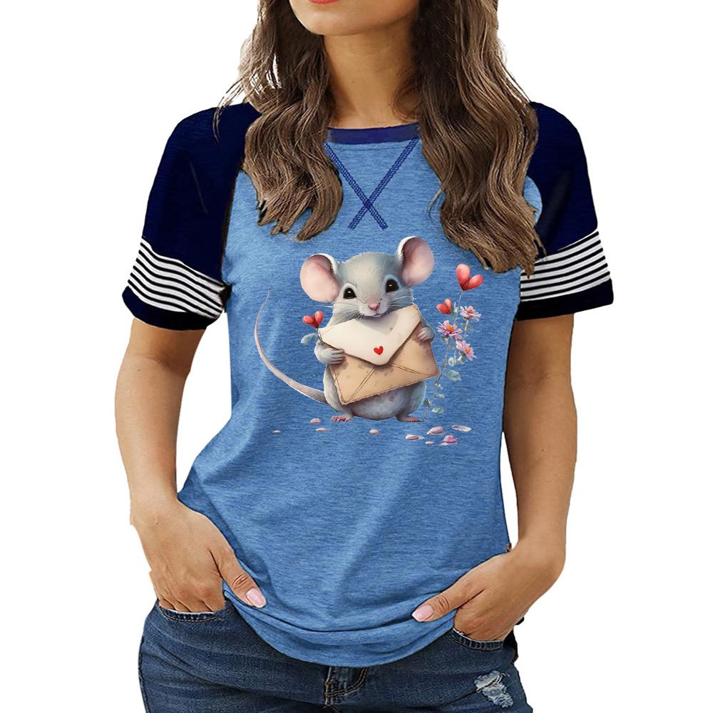 

Модная женская футболка больших размеров с круглым вырезом, короткими рукавами и цветочным принтом на лето 3XL