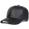 Unisex PU Leather Hat Autumn Winter Solid Color Adjustable Snapback Cap Korean Fashion Couple Baseball Cap