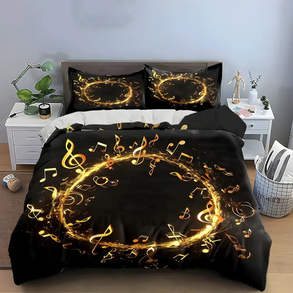 "Golden Musical Decor Set" Soft Comfortable Duvet Cover Bedding Set Included 1*Duvet Cover & 2*Pillowcases gift