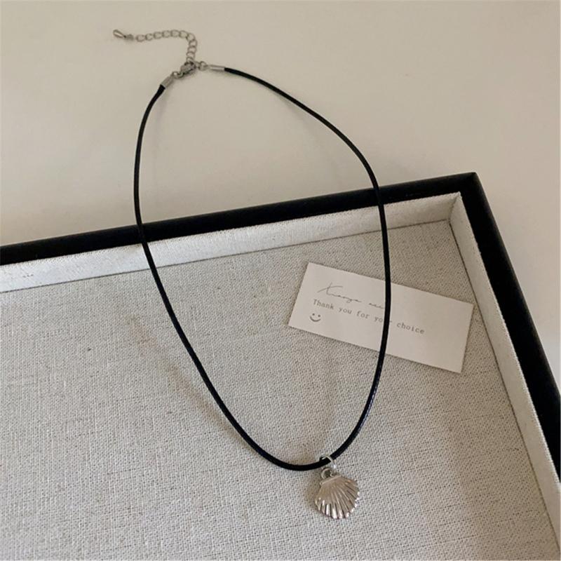 Simple Metal Shells Pendant Necklace Earrings Sweet Cool Collar Necklace Choker Neck Chain Y2K Earrings Fashion Jewelry