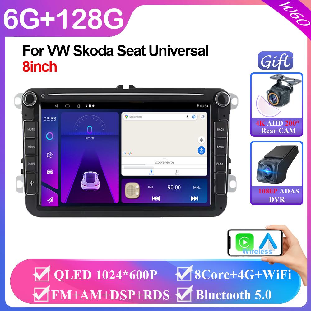 8" 2 Din Android All In One Car Radio Wireless CarPlay Auto For VW Passat Golf Polo Caddy Seat Leon Altea Skoda Fabia Octavia
