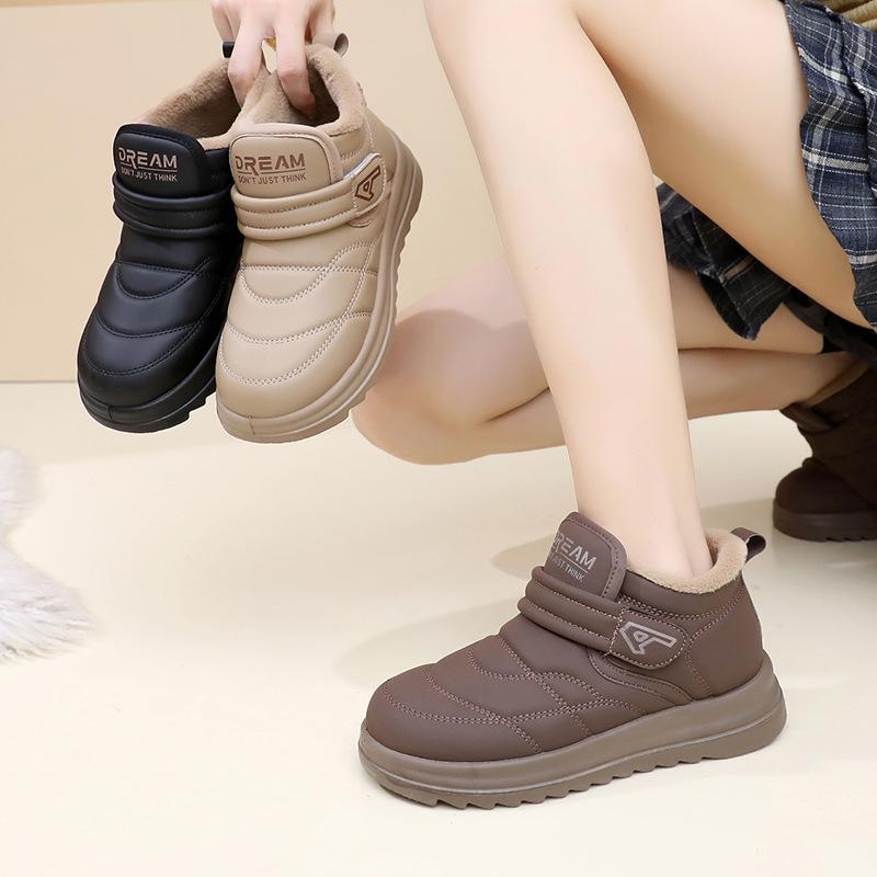 Women's Large Size Soft Sole Winter Warm Non-slip Fur One Snow Boots Padded Lined Ankle Boots Non-slip Hiking Outdoor Sports Cotton Boots