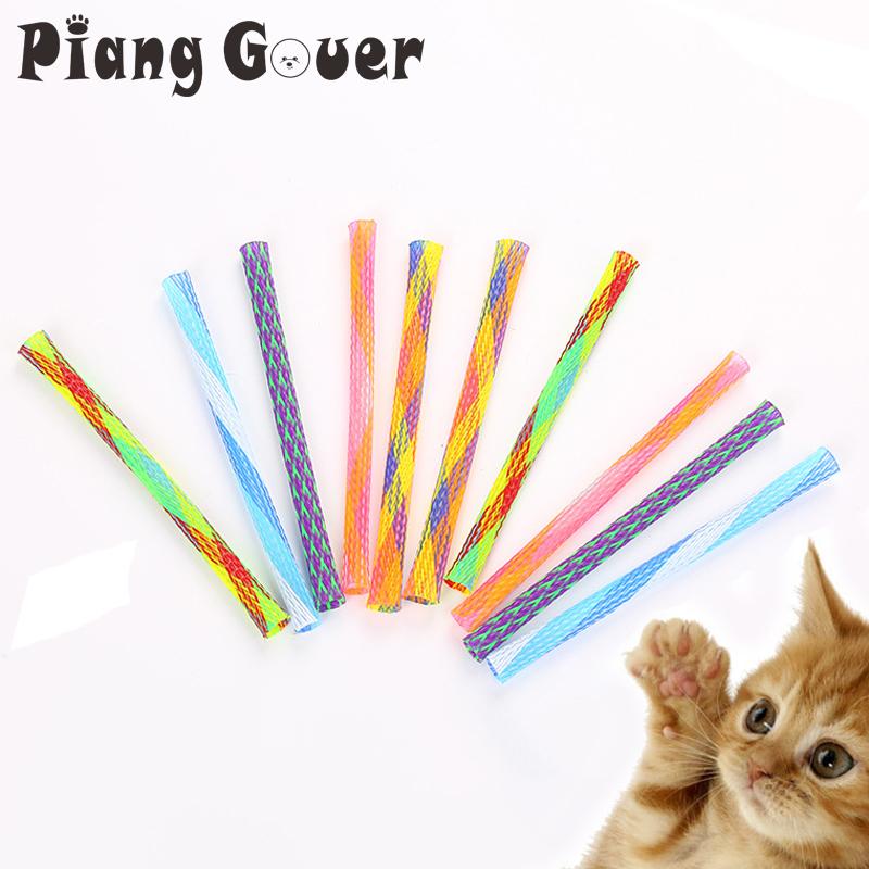 12PCS Pet Toy Bounce Telescopic Tube Cat Toy Colorful Simple Cat Teaser For Kitten