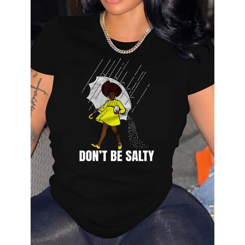 

Graphic and Slogan Printed Round Neck T-shirts, Spring and Summer Casual Short-sleeved Tops, Women s Clothing S