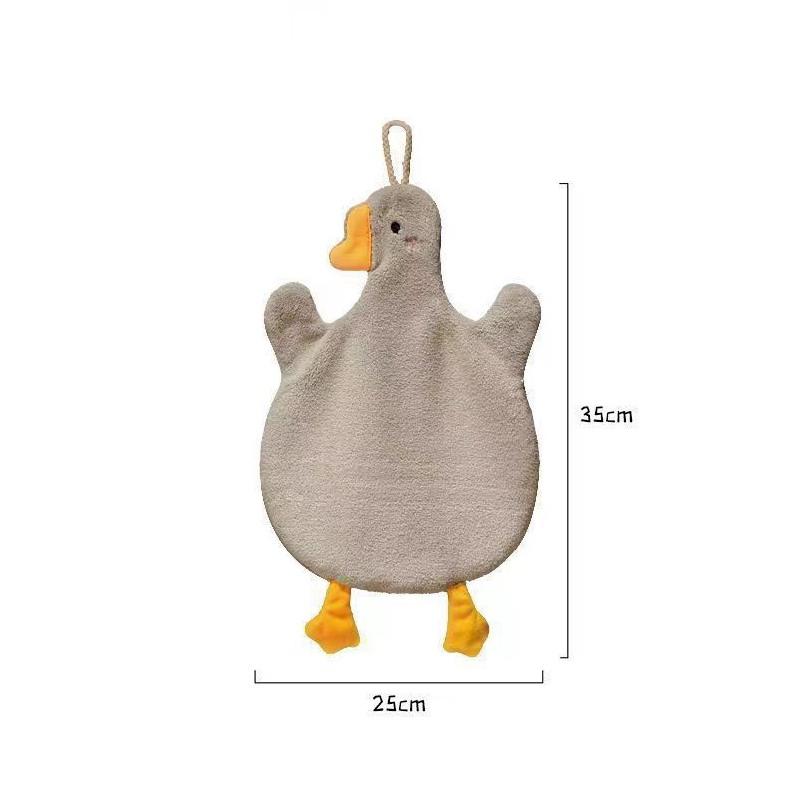 1Pc Cartoon Goose Hand Kerchief Hanging Hand Towel Water Absorbing Hand Towel Kitchen And Bathroom Supplies