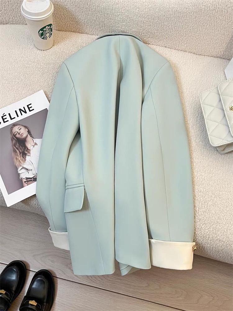 Korean-Style Pink Women's Suit Jacket: Spring/Autumn Fashion, Chic Business Attire