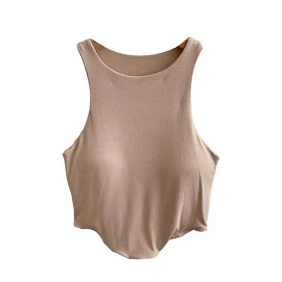 Canottiera imbottita da donna con reggiseno integrato, doppia fodera, collo alto, canottiera da stratificare, magliette basic, aderente, top estivo da uscire