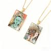 Double-sided Titanium Steel Pendant with Real Gold Plated Gau Box, Hand-painted Green Tara and Wealth Thangka.