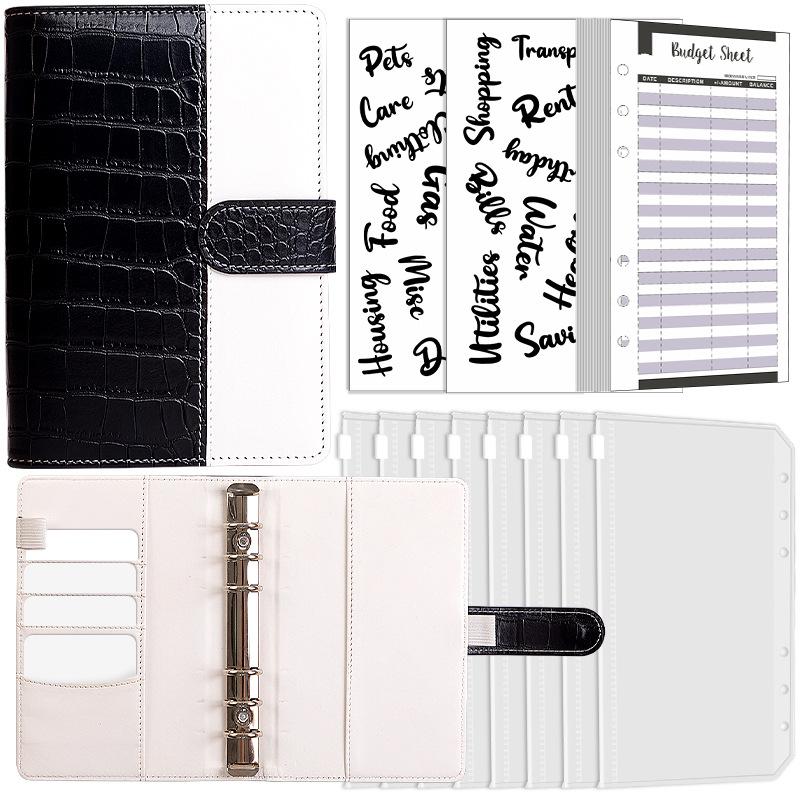 A6 PU Leather Budget Binder Notebook Cash Envelopes System Set with Binder Pockets For Money Budgets Saving Bill Organizer Gifts
