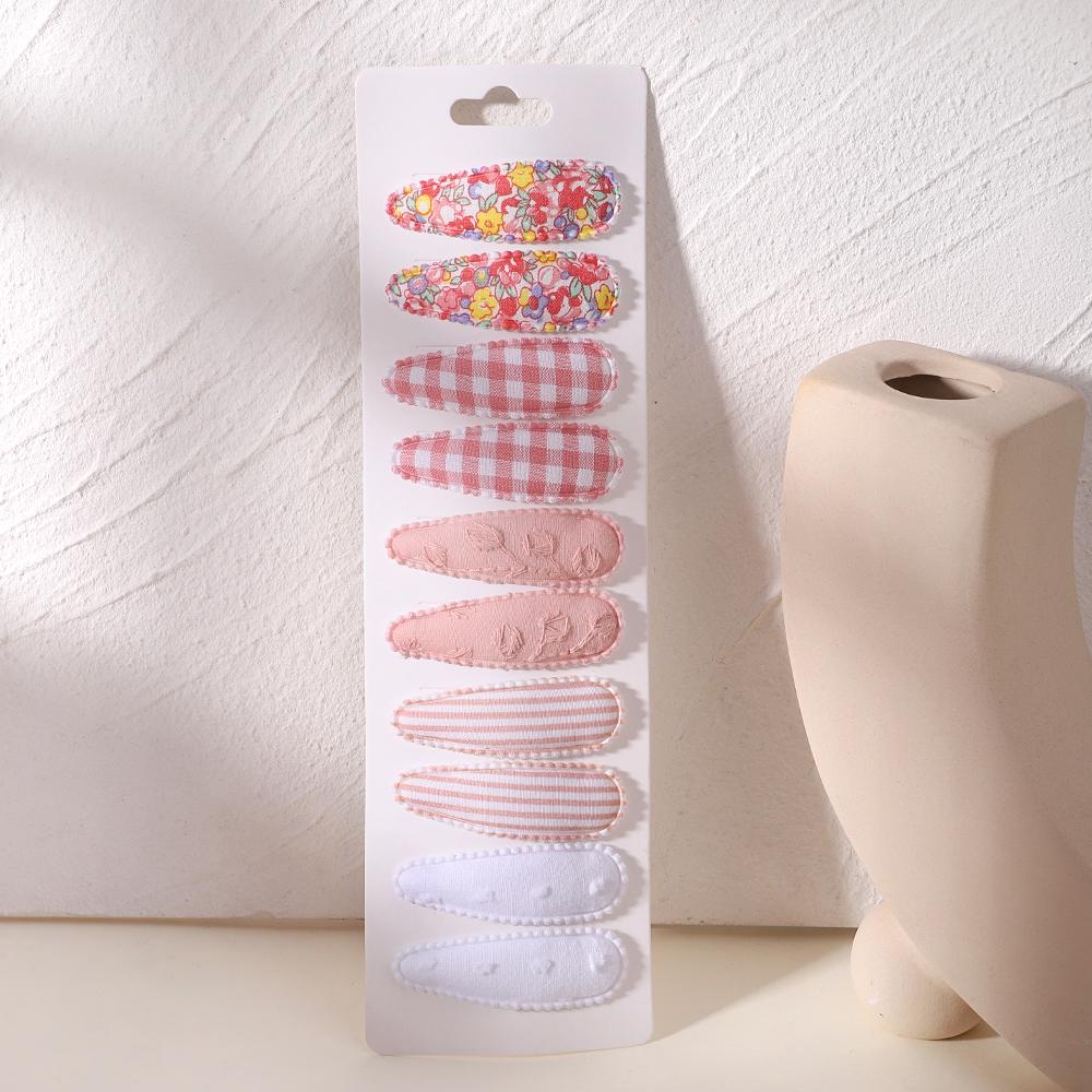 10Pcs/Lot Fresh Print Cotton Alloy Hair Clips for Kids Fabric Plaid BB Hairpins Girl Hairgripe Headwear Baby Hair Accessories