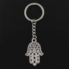 Fashion 30mm Key Ring Metal Key Chain Keychain Jewelry Antique   Plated Hamsa Palm Hand Protection 42x28mm Pendant
