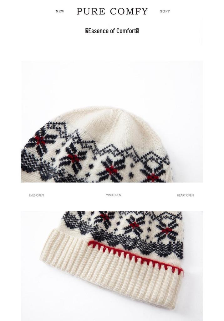 Korean Style 100% Pure Cashmere Knit Hat – Warm, Stylish Ear Protection Skullcap for Couples