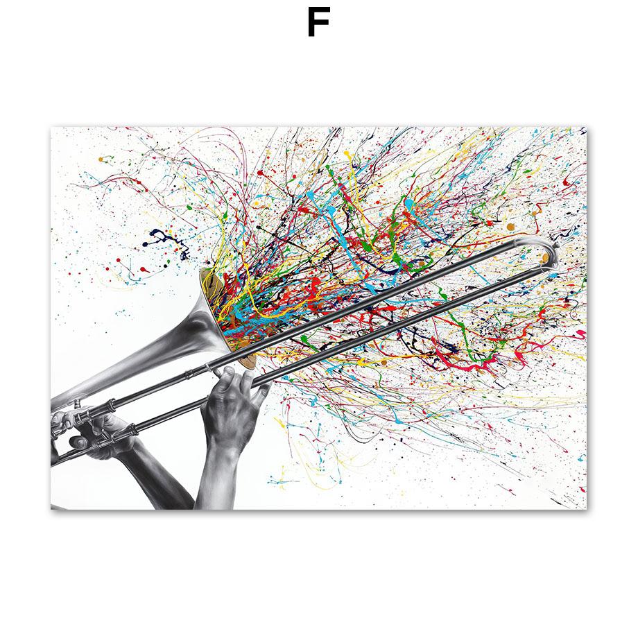 Gitary Pianino Perkusja Skrzypce Trąbka Gramofon Sztuka Ścienna Płótno Malarstwo Nordyckie Plakaty I Wydruki Obrazy Do Wystroju Salonu