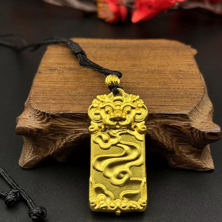 Vietnamesischer Sandgold Buddha Anhänger: Vergoldetes Maitreya Flammen Design