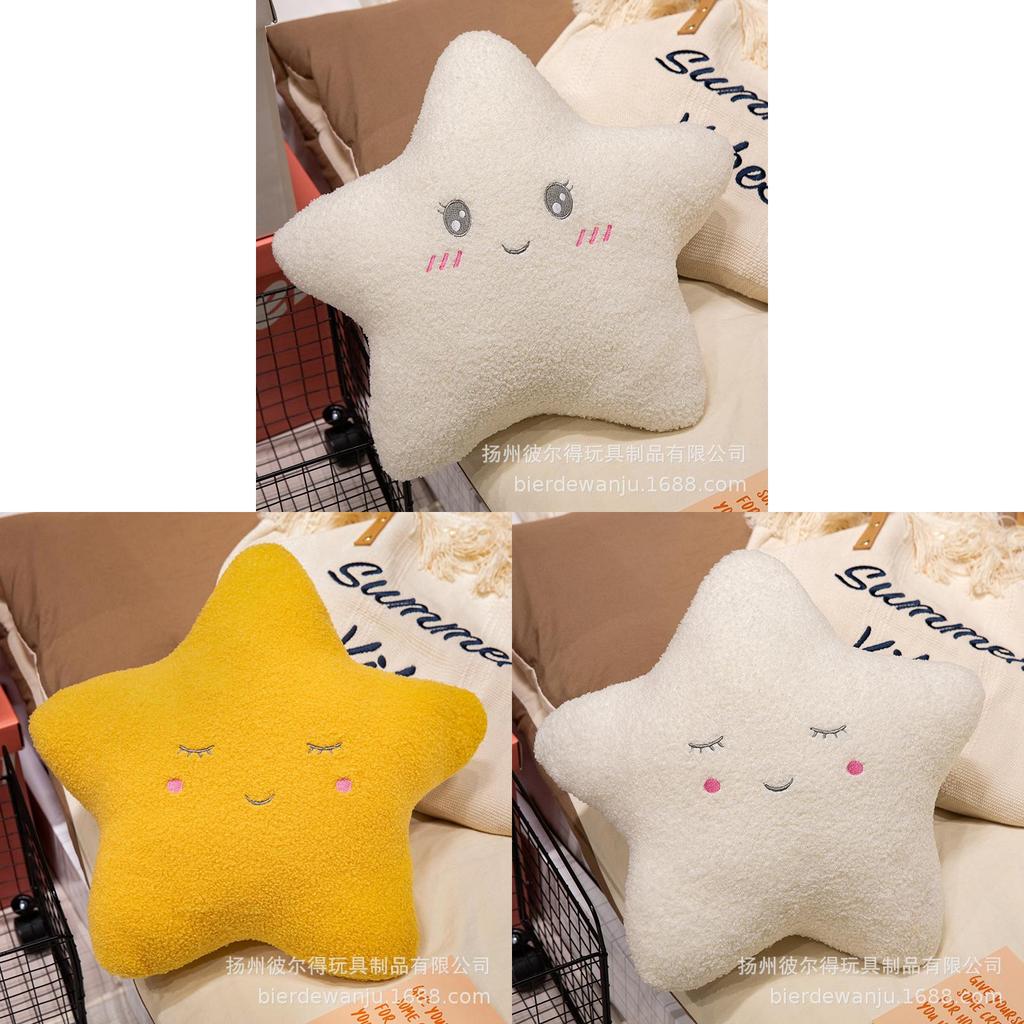 Fluffy Cloud Moon Raindrop Star Plush Toy Sofa Cushion Kids Room Decor 45cm White Round Eyes