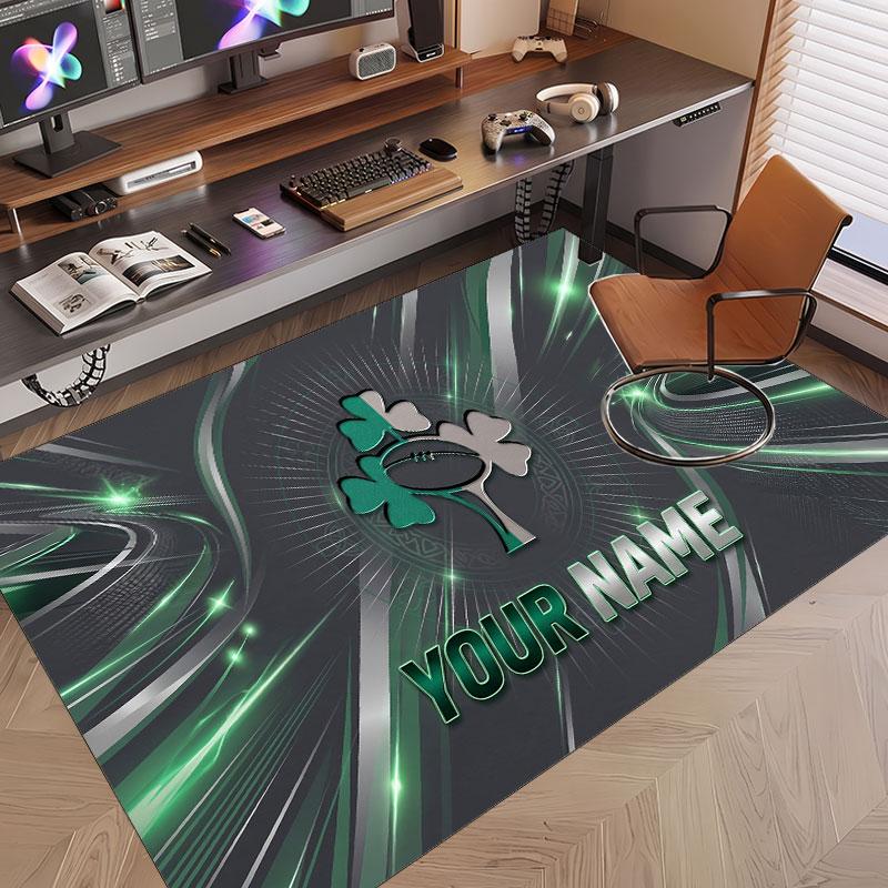 Custom Rug Ireland Rugby Pattern Print Name Text Soft Non‑Slip Floor Carpet for Home Indoor Decoration