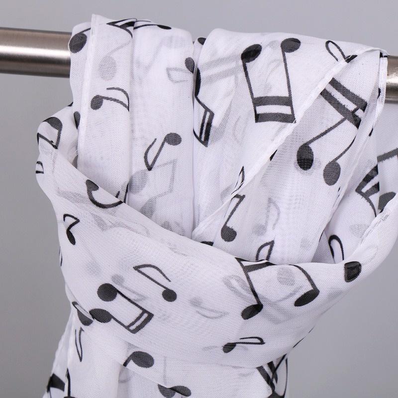 Kobiety Dama Nuta Muzyczna Szyfonowa Apaszka Szal Szalik Szaliki Wysokiej Jakości Wspaniałe Elastyczne Piękne Szaliki