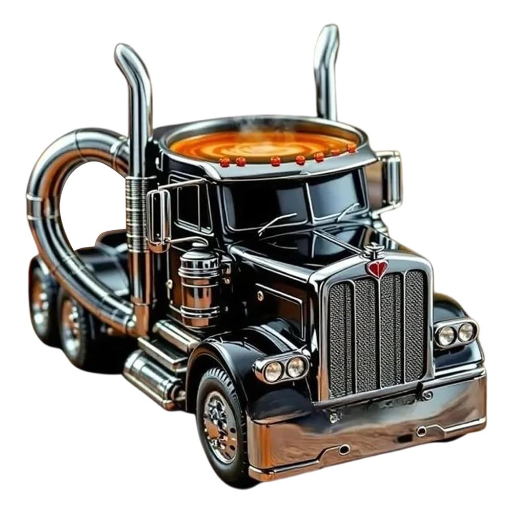 Semi-Truck Coffee Mugs Stainless Steel Handcrafted Truck Coffee Mug Resin Coffee Mug 11 Ounces Semi-Truck Coffee Mugs for Men
