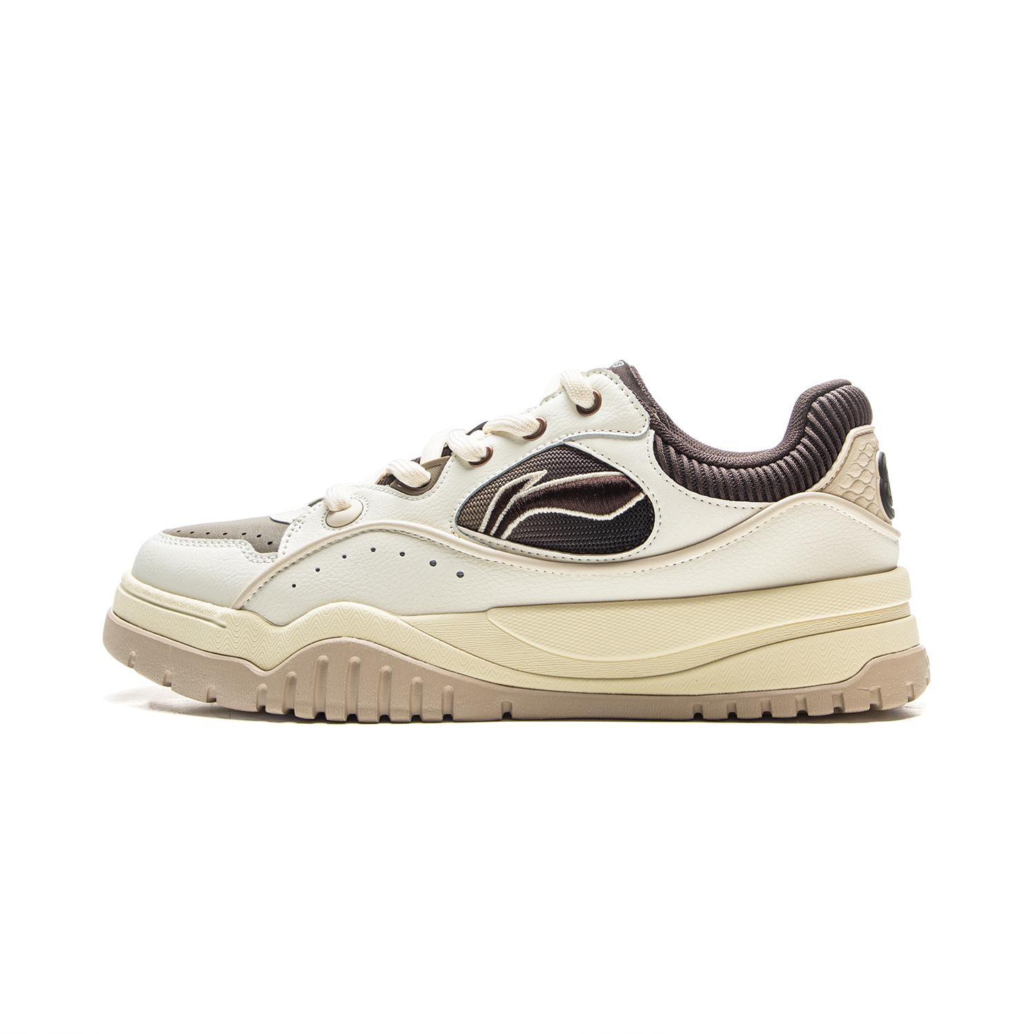 

Li Ning Classic Fashion Trendy Thick Sole Height Increasing Slimming Versatile Bread Shoes Men Sneakers Off-White AGCV463-1 42