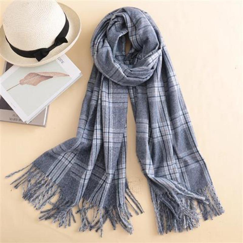 

Plaid Cashmere Scarf Women s Autumn and Winter Korean Version Versatile British Classic Chidori Shawl Thickened 70*200cm