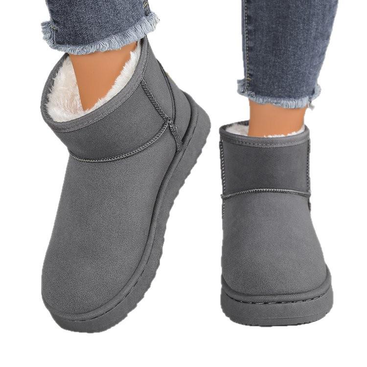 Damen Winter Schneestiefel im britischen Stil, dicke Sohle, rutschfest, Plüsch