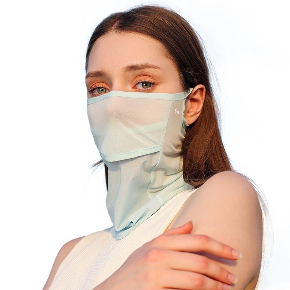 Summer Uv Protect Sun Proof Face Scarf Neckline Mask Ice Silk Bib Face Mask