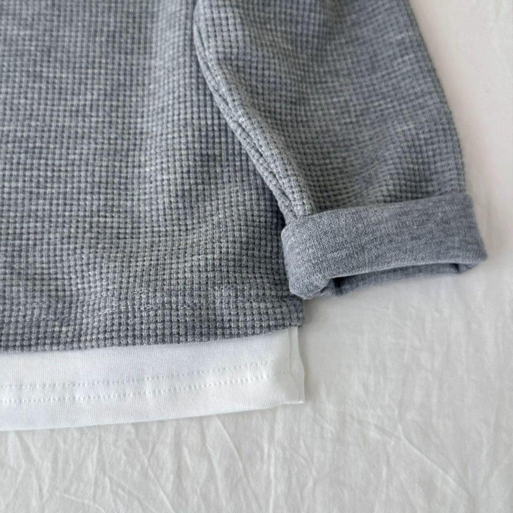 Hanorac Trendy Color Block pentru Băieți - Strat de Bază cu Mânecă Lungă Faux Două Piese pentru Primăvară și Toamnă
