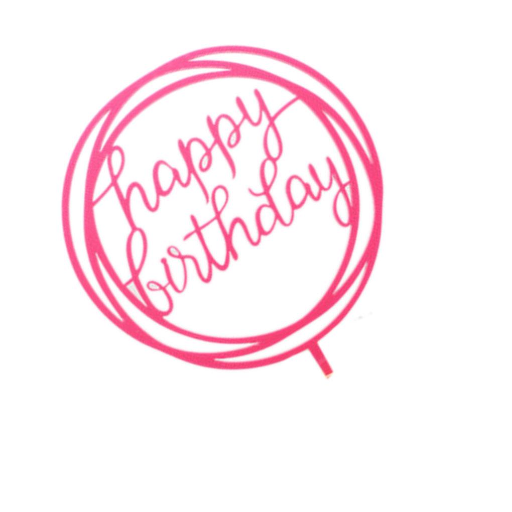 Round Happy Birthday Letter Cake Topper Acrylic DIY Cupcake Cake Smash Candle Party Handmade Stick