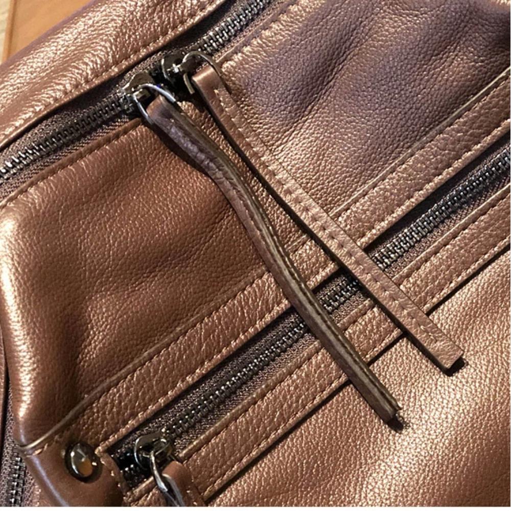 First Layer Cowhide Leather Backpack Female 2025 New Soft Leather Korean Version Large Capacity Weekend Holiday Travel Backpack