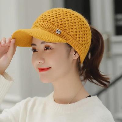 Casquette de cyclisme en tricot à bec de canard de style coréen pour femme - Chapeau en laine polyvalent pour les loisirs en plein air et l'utilisation étudiante