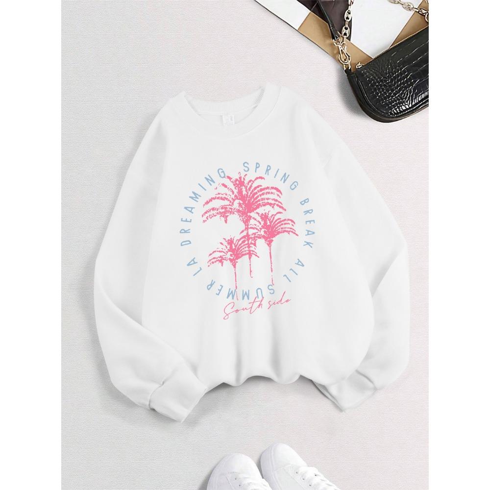 South Side Vacation Prints Sweatshirt Damen Rundhals Basics Hoodie Locker Warm Pullover Herbst und Winter Lässige Damenbekleidung