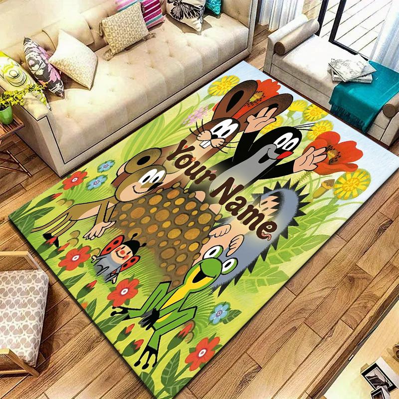 Animal Friends Garden Custom Name Carpet Rug For Living Room Bedroom Home Sofa Decoration Kids Play Nonslip Floor Mat