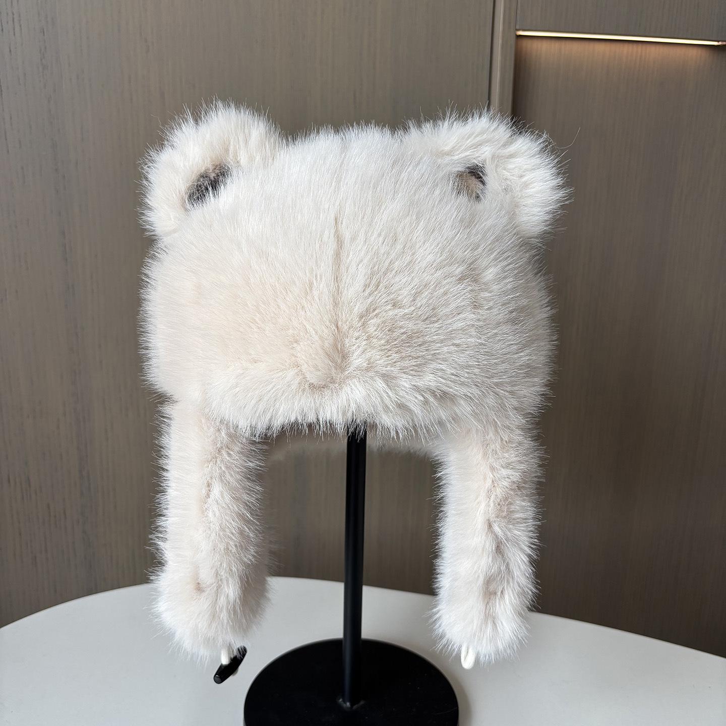 Милая Шляпа с Ушками Медведя Утолщенная Теплая Женская Универсальная Плюшевая Шляпа Защита Ушей для Путешествий Шляпа Lei Feng One size