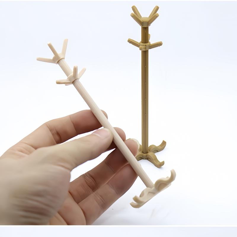 1Pcs 1:12 Scale Mini Floor Standing Coat Rack Miniature Storage Rack Dollhouse Vintage Room Decoration Toys Accessories Gifts