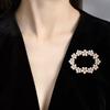 High-End Women's Pearl Oval Wreath Brooch - Vintage Design Pin for Suit or Sweater