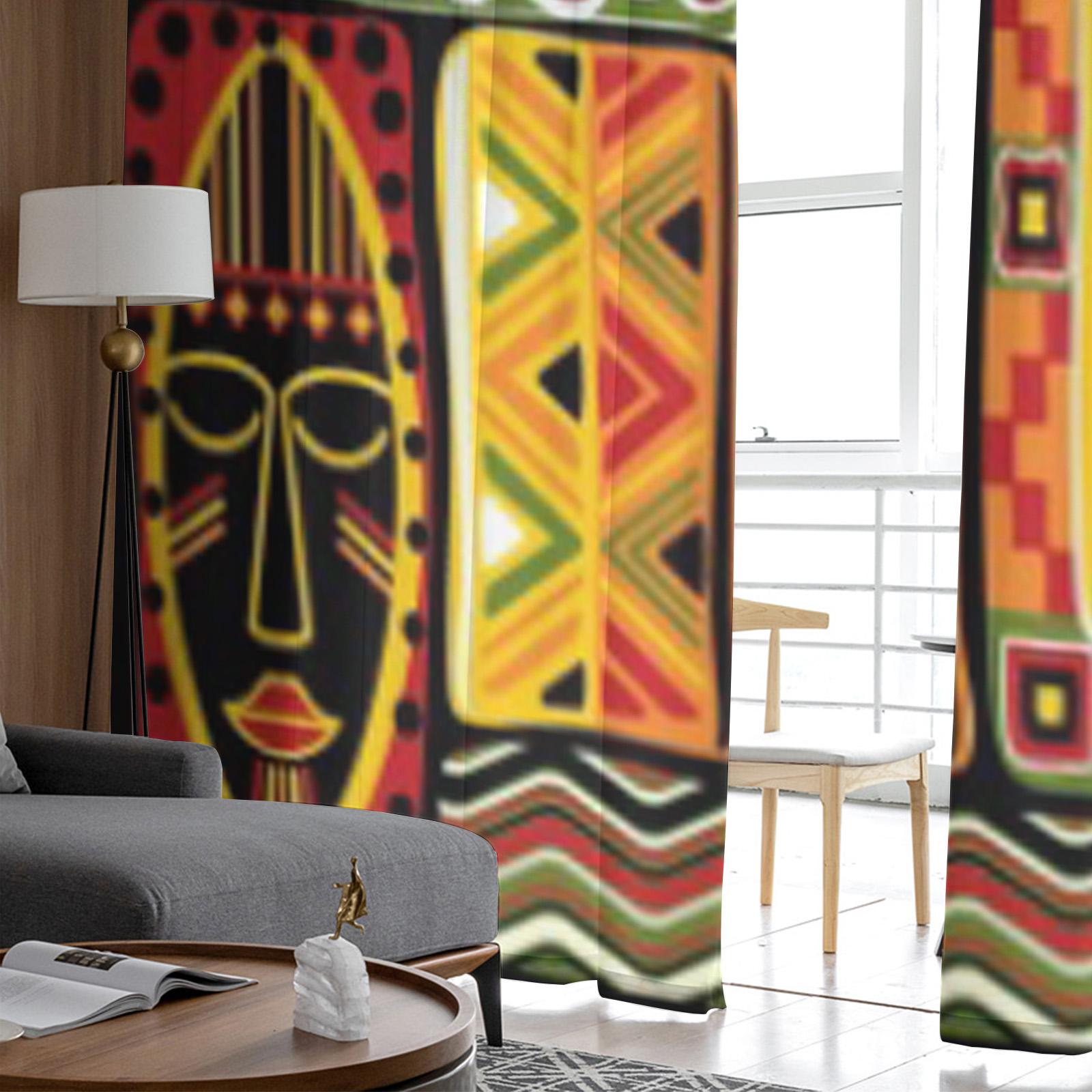 Прозрачные шторы с африканскими элементами для гостиной — фото 3