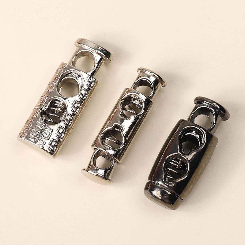 Metal Double-Hole Spring Buckle Pig Nose Buckle Trouser Foot Closure Elastic Buckle Down Jacket Sweater Rope Buckle