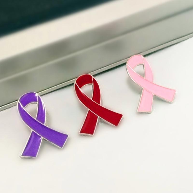 10 Pcs Ribbon Brooch Enamel Pins Jewelry Breast Cancers Awareness Hope Lapel Pin Buttons Badges Clothing Accessories