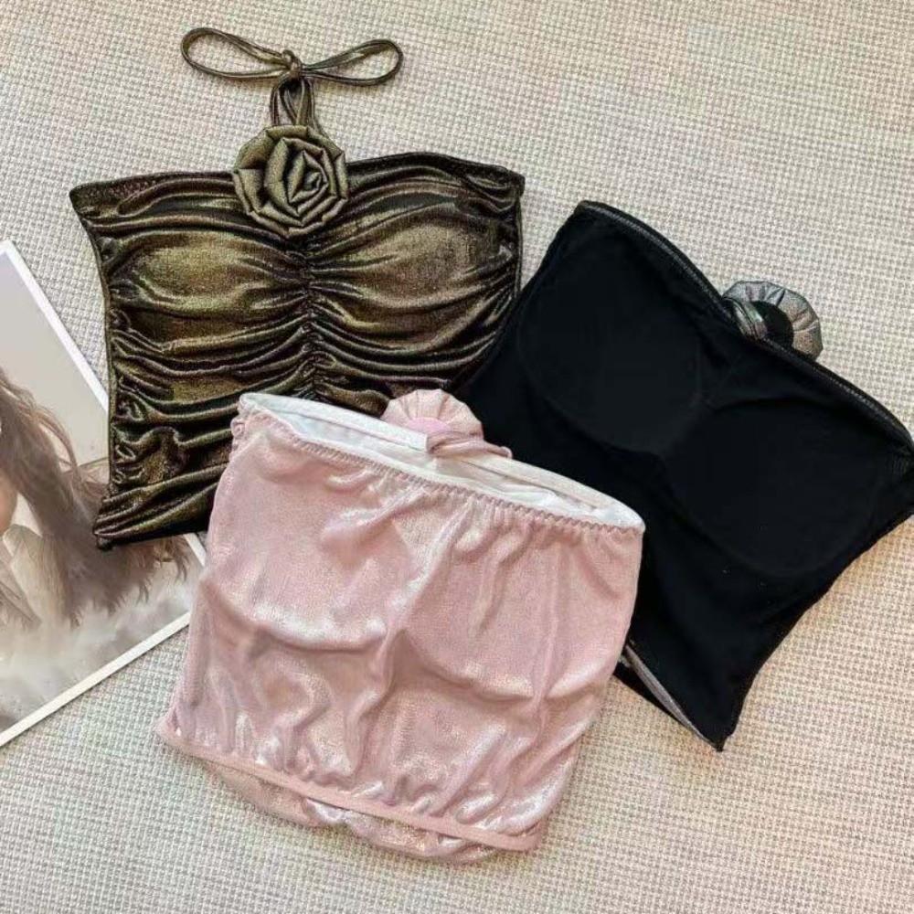 Spice Girls Socialite Style Corset 3D Rose Flower Decoration Crop Tops Suspender Vest  Travel