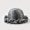 New Colorful Crochet Ruffle Brim Knit Bucket Hats Winter Woman Handmade Stretch Fisherman Cap Outdoor Warm Windproof Beanie Hat