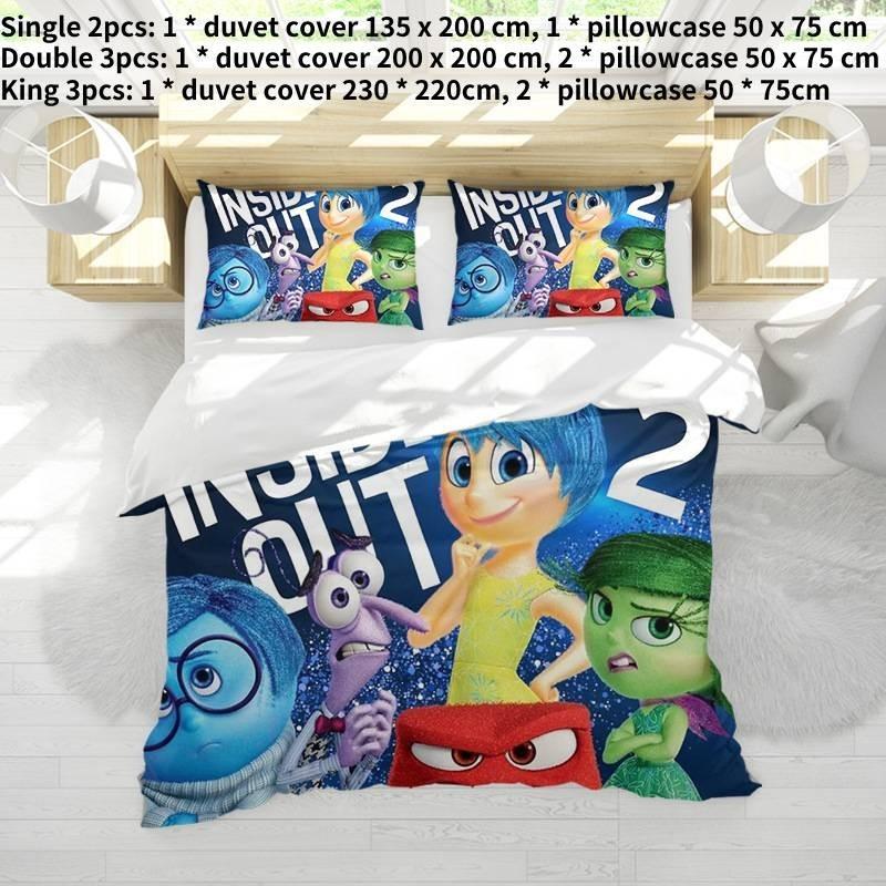 Entzückendes Alles steht Kopf 2 Bettwäsche-Set für Kinder Cartoon Anime Druck Weich und gemütlich