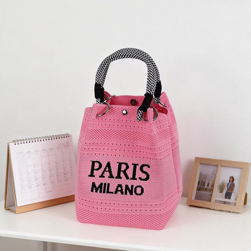Knitted Tote Bag Letter Design Sturdy Rope Handles For Daily Shopping Commute Travel