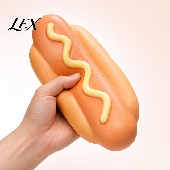 Funny Desk Accessories for Men Women Giant Hot Dog Squeeze Toy, 8.3" Slow Rising Realistic Food Shaped Cute Desktop Decorations Work Soft Stress Ball,
