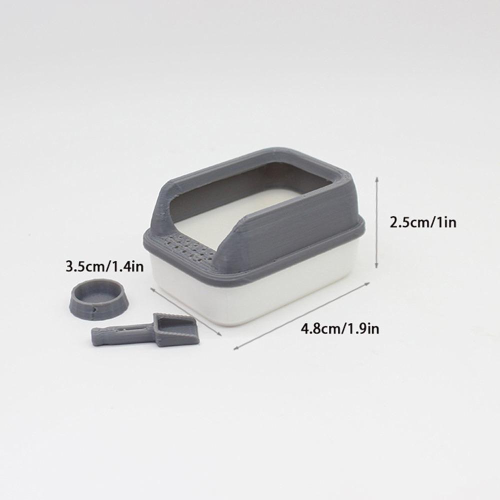 3Pcs/set Mini Cat Litter Box Miniature Doll Home Decoration Cute Pet Supplies